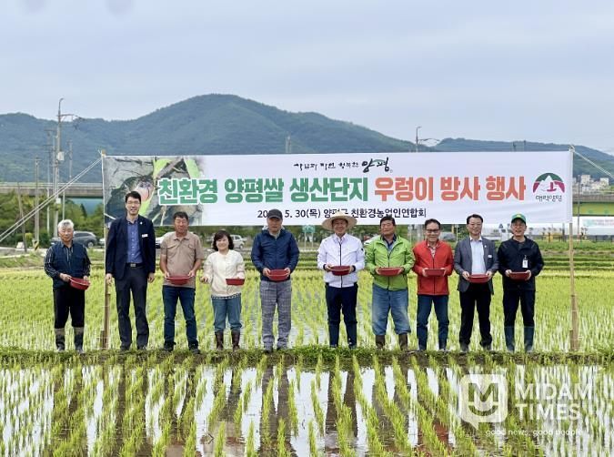 친환경 양평쌀 생산 우렁이 방사 행사