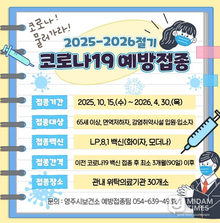 2025-2026절기 코로나19 무료 예방접종 시행
