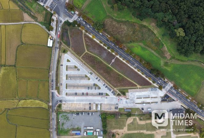 정비를 마친 동궁과 월지 임시주차장 모습