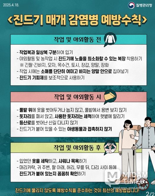 진드기 매개 감염병 예방수칙 안내문.