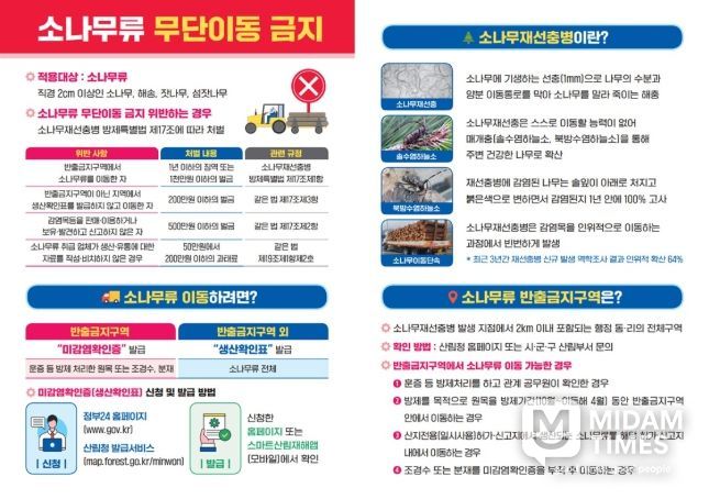 소나무류 무단이동 금지 안내리플릿