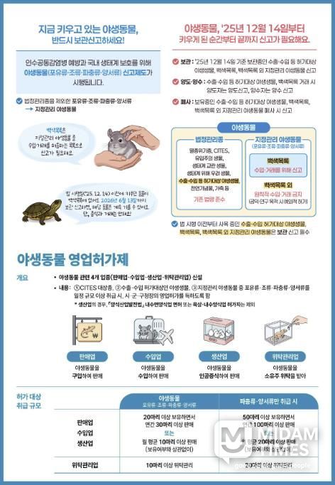 예천군, 야생동물 백색목록 신고제 및 영업허가제 본격 시행