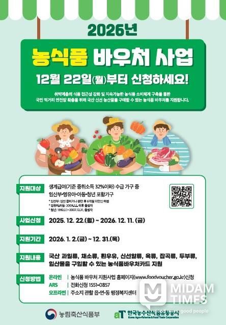 봉화군, 농식품 바우처 지원사업 접수