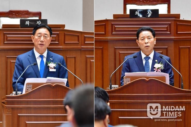 좌측부터 김한종 장성군수, 심민섭 장성군의회 의장.