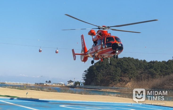 조기진통 임산부 소방헬기로 긴급 이송‘