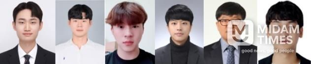 경상국립대학교 신광용 연구원 공동제1저자, 박상욱 학생 공동제1저자, 윤동환 학생 공동제1저자, 이태경 교수 공동 교신저자, 김기환 교수 공동 교신저자, 한국화학연구원 신윤섭 선임연구원 공동 교신저자(사진 왼쪽부터).