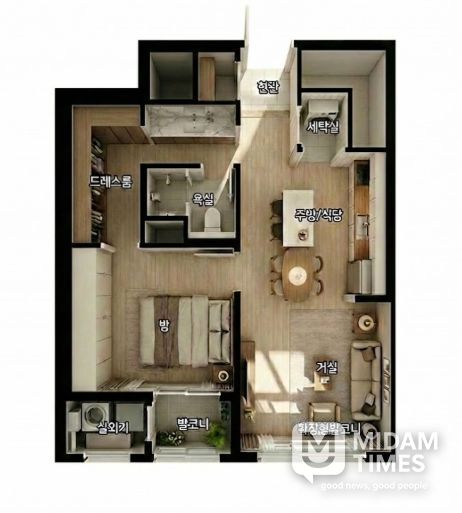 청년·신혼부부 보금자리 48호 조성 (안) 43형 (13평) 청년형 24세대-향후 계획에 따라 변경될 수 있음