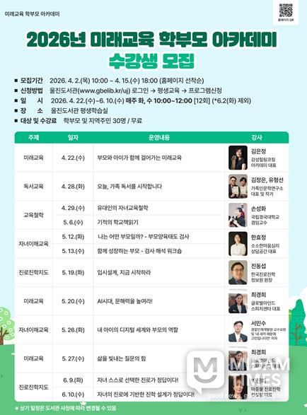 울진도서관, 2026년 미래교육 학부모 아카데미 운영